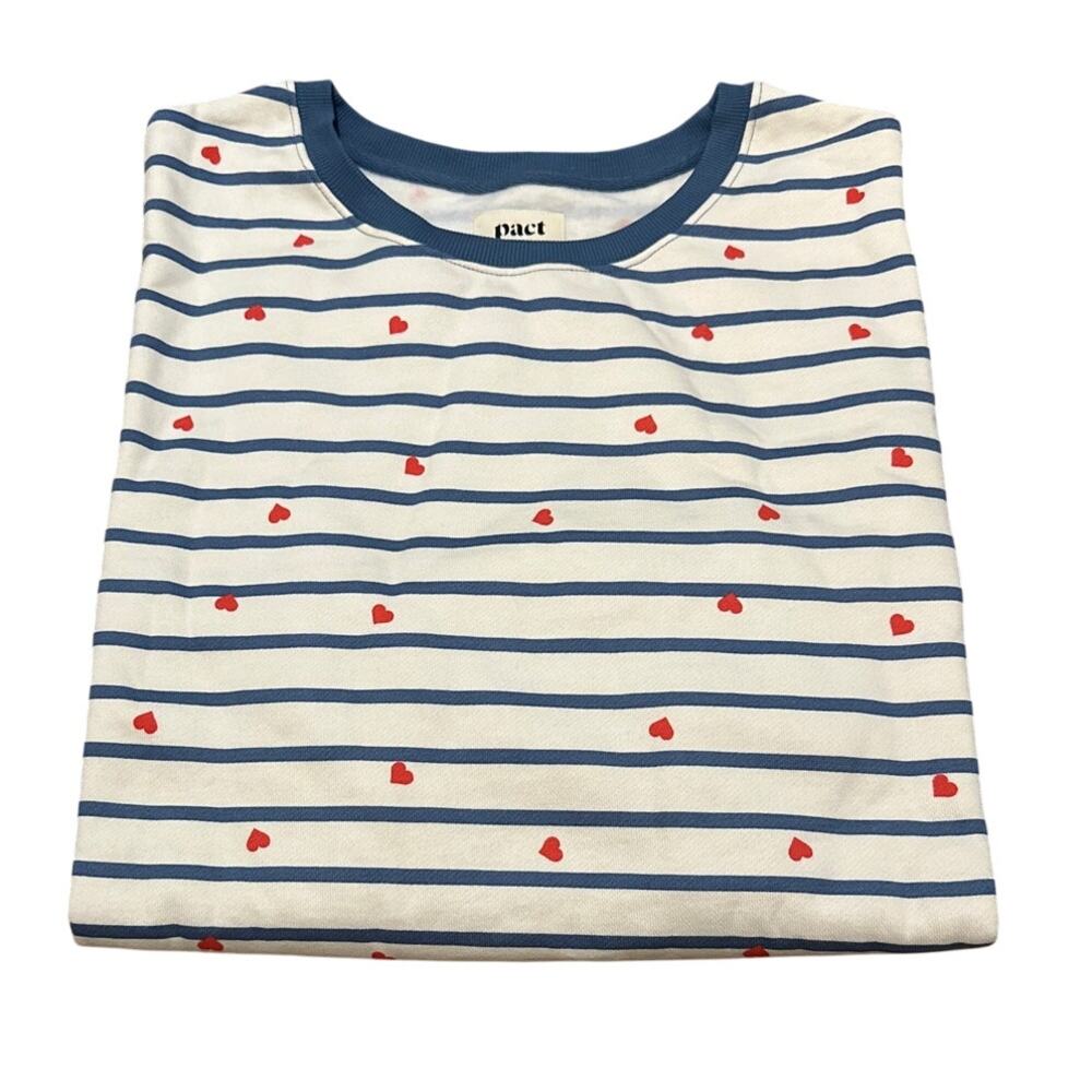Pact Scattered Hearts Graphic Organic Slouchy Sweatshirt Size Large New NWT
